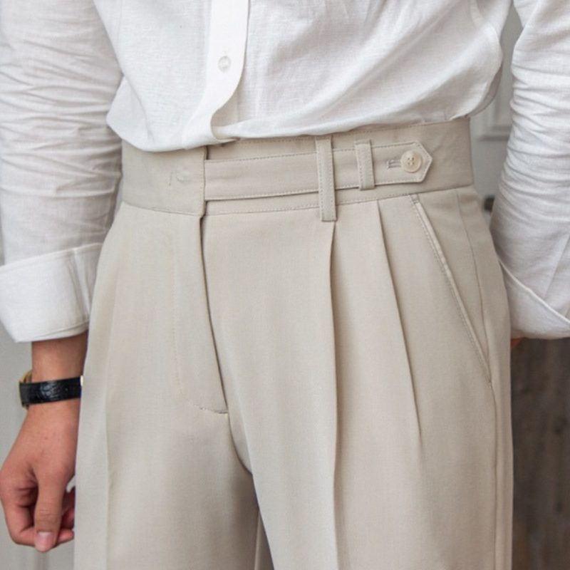 Pleated Slim Fit Trousers for Men
