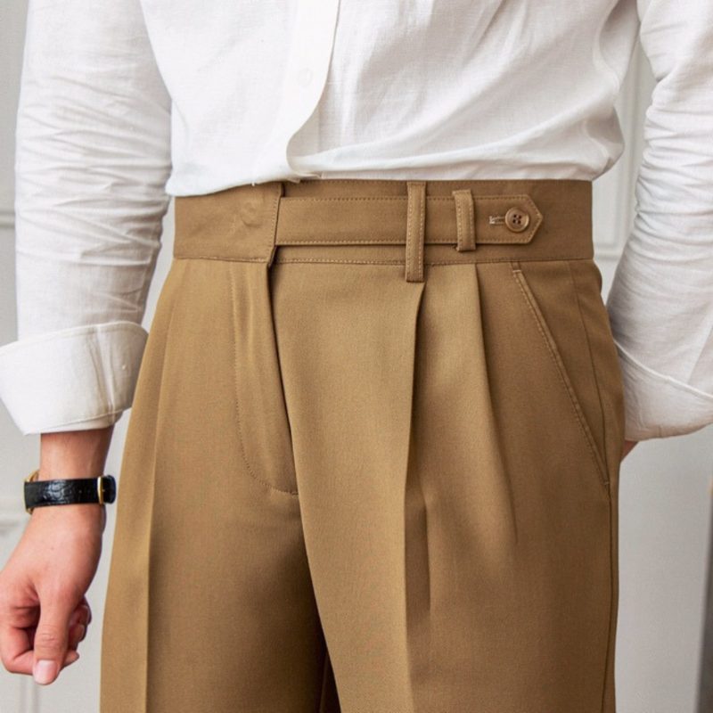 Pleated Slim Fit Trousers for Men