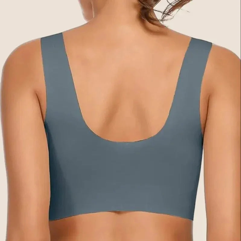 Plus size wireless bra v-neck molded cup pull-on design