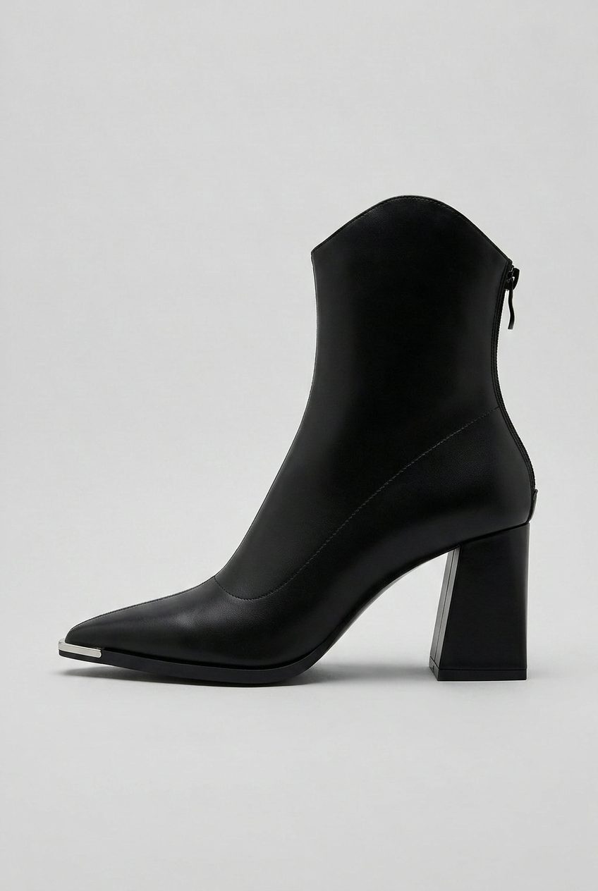 Bethany | Block Heel Ankle Boots with Pointed Toe and Side Zip for Women