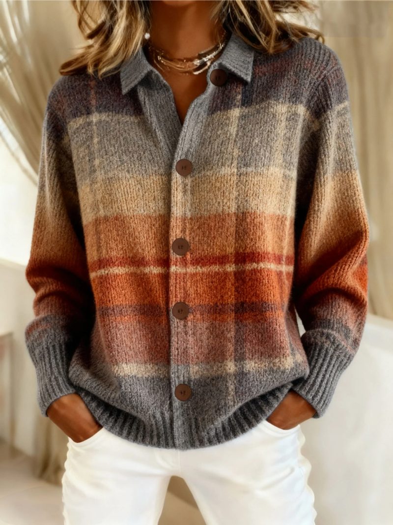 Primrose | Plaid Button-Down Cardigan with Long Sleeves for Women