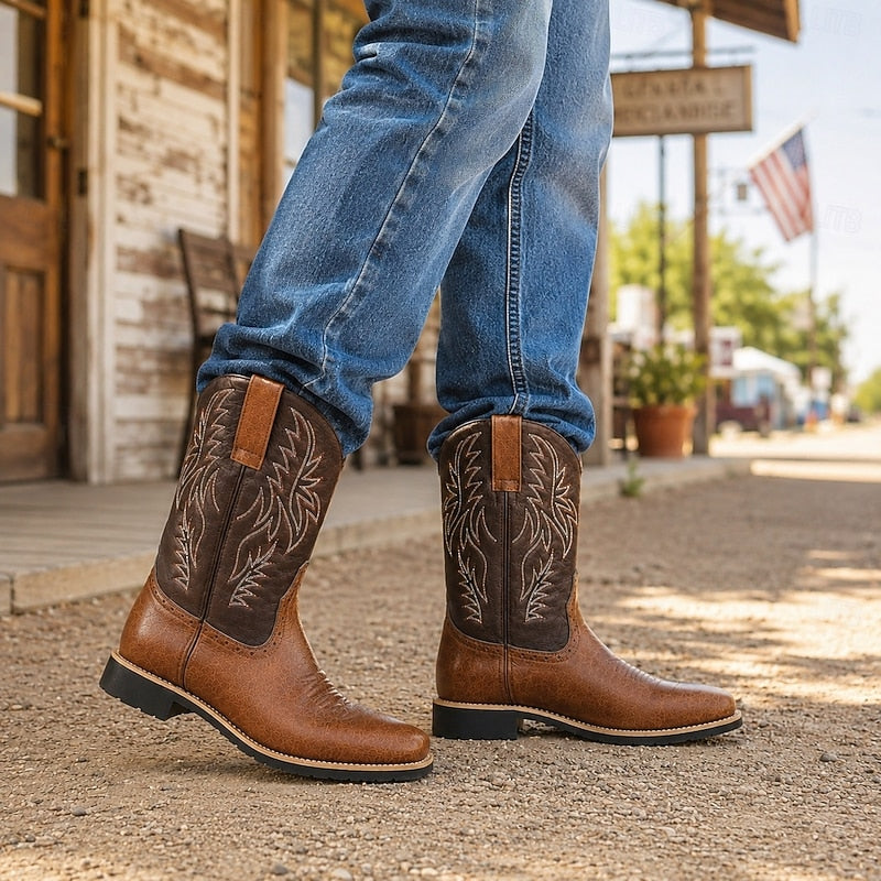 Women's Western Cowboy Boots with Embroidered Shaft