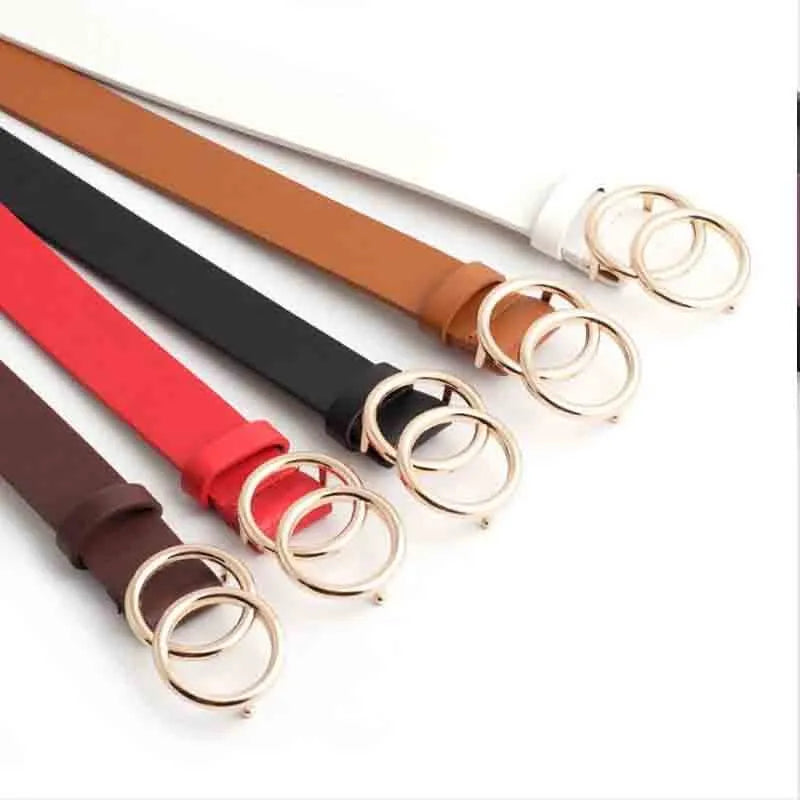 Women's O-Ring Double Buckle Belt for Jeans and Dresses
