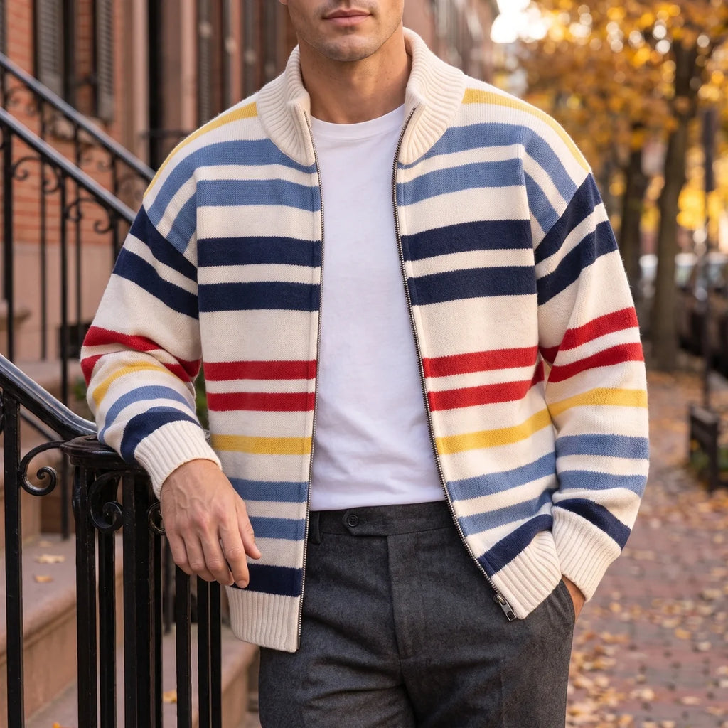Ramsey Striped Zip Cardigan