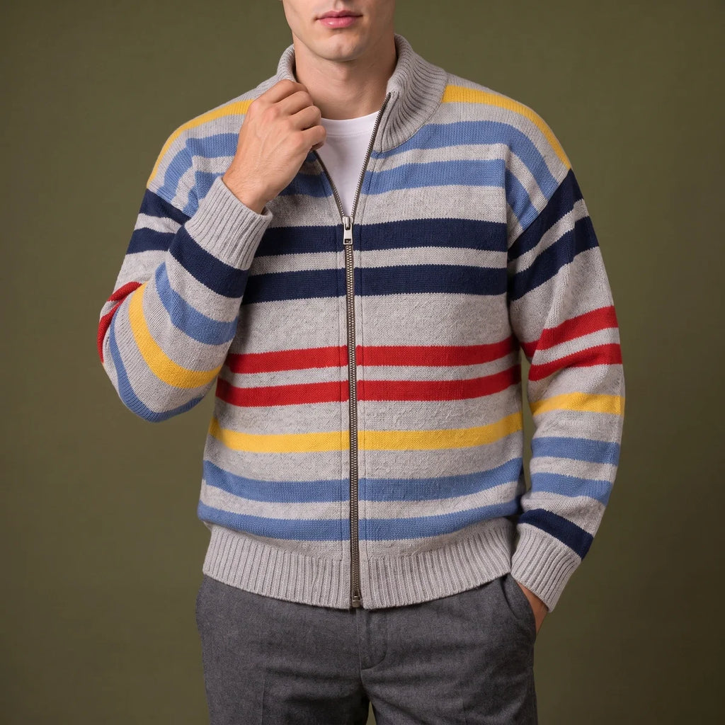 Ramsey Striped Zip Cardigan