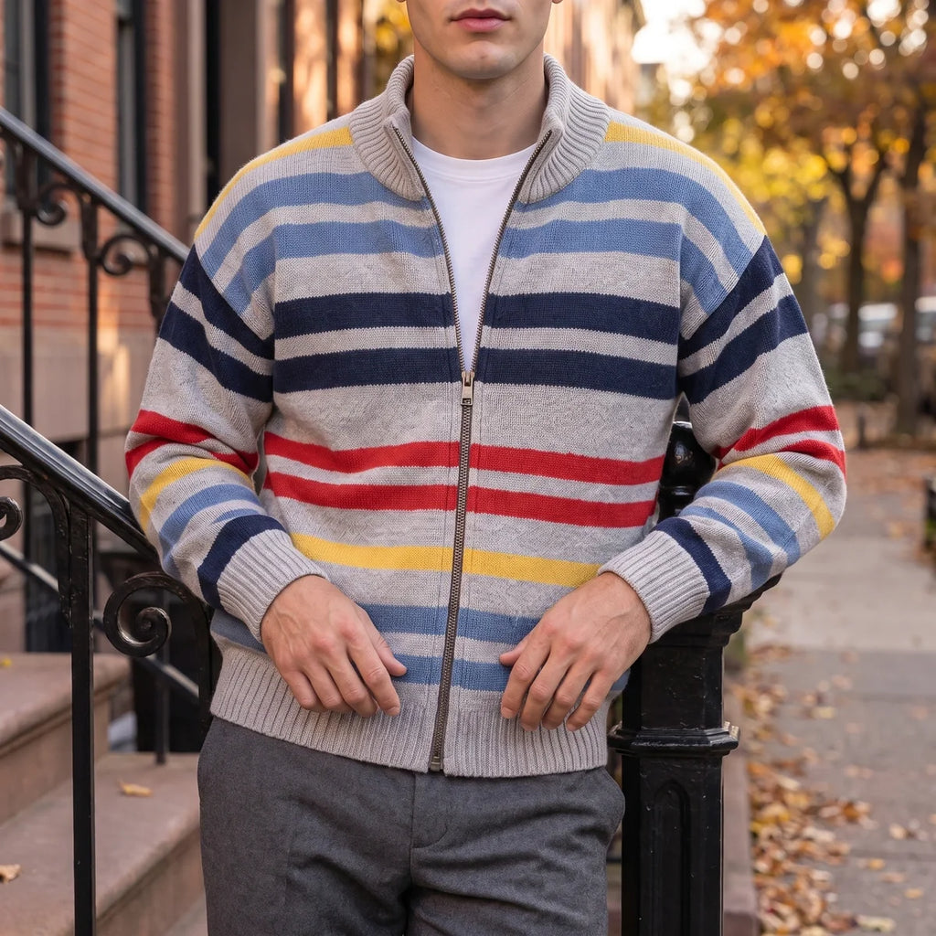 Ramsey Striped Zip Cardigan