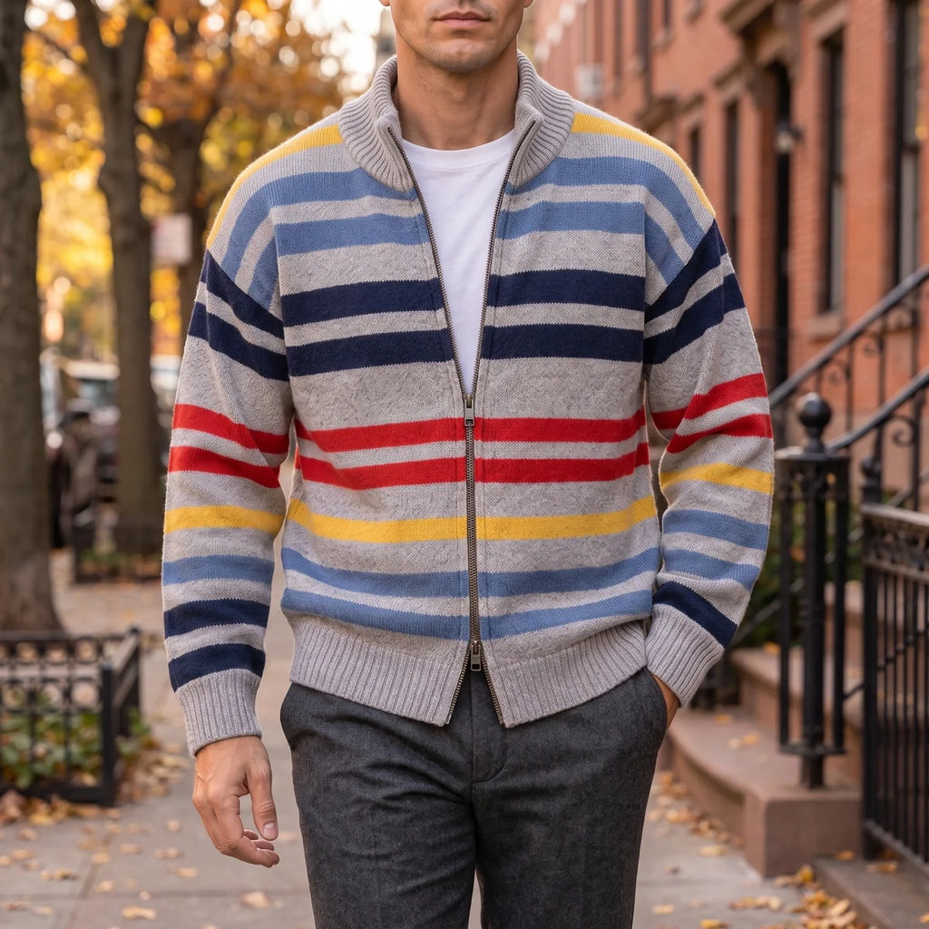 Ramsey Striped Zip Cardigan