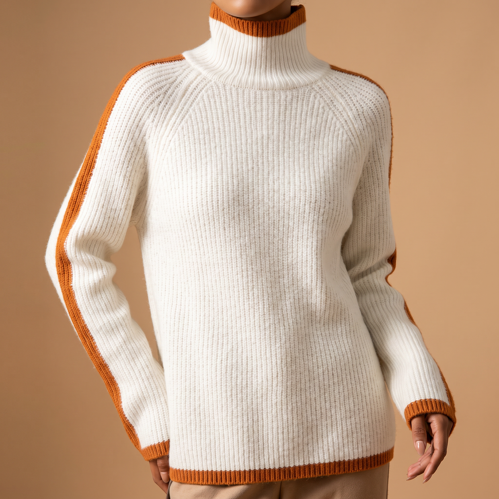 Raquel - Women's Raglan Turtleneck with Contrast Trim