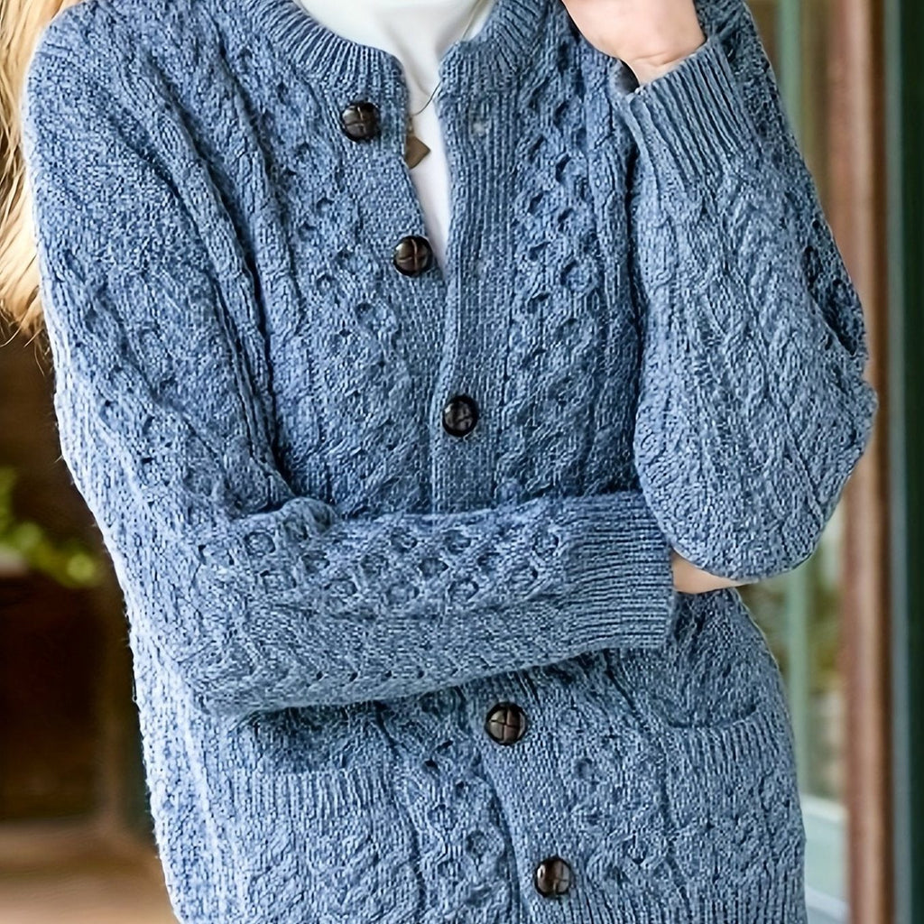 Rashida | Cable Knit Button-Front Cardigan for Women