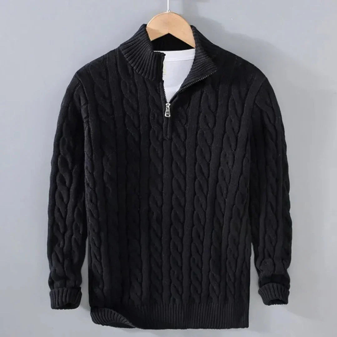 Rayden - Men's Cable Knit Quarter-Zip Pullover