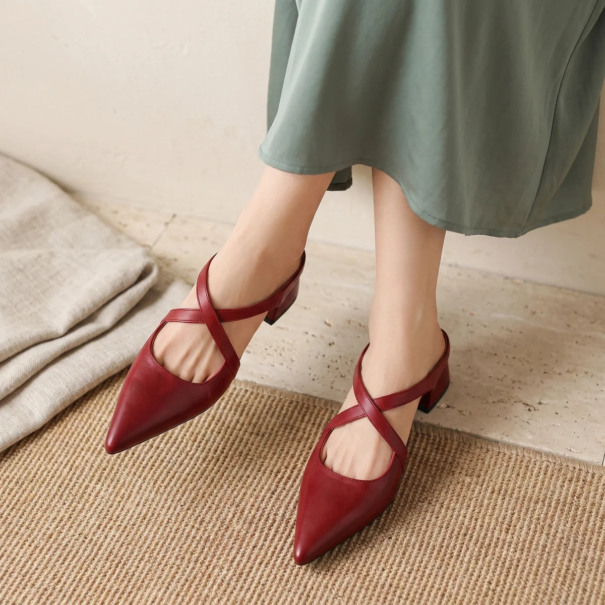Perrine Crossover Strap Mules