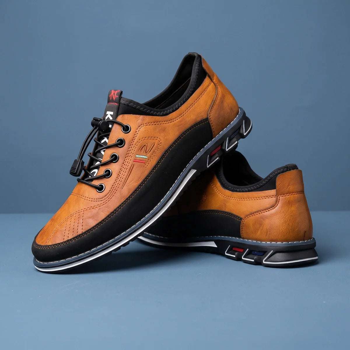 Regis Leather Orthopedic Bungee Lace Sneakers