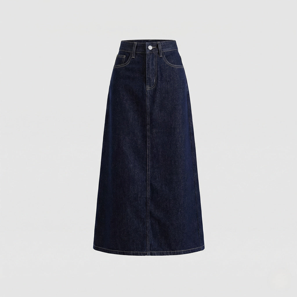 Women's Maxi Denim Skirt with Side Slit for Everyday