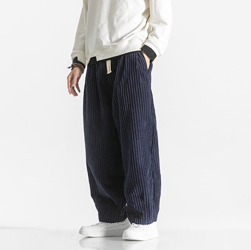 Ribbed Corduroy Relaxed Fit Trousers for Men
