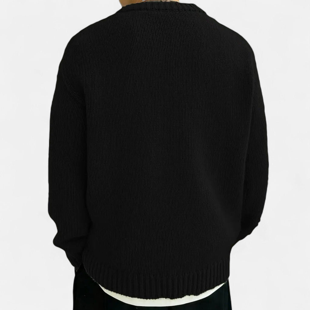 Ribbed Knit Crew Neck Pullover for Men