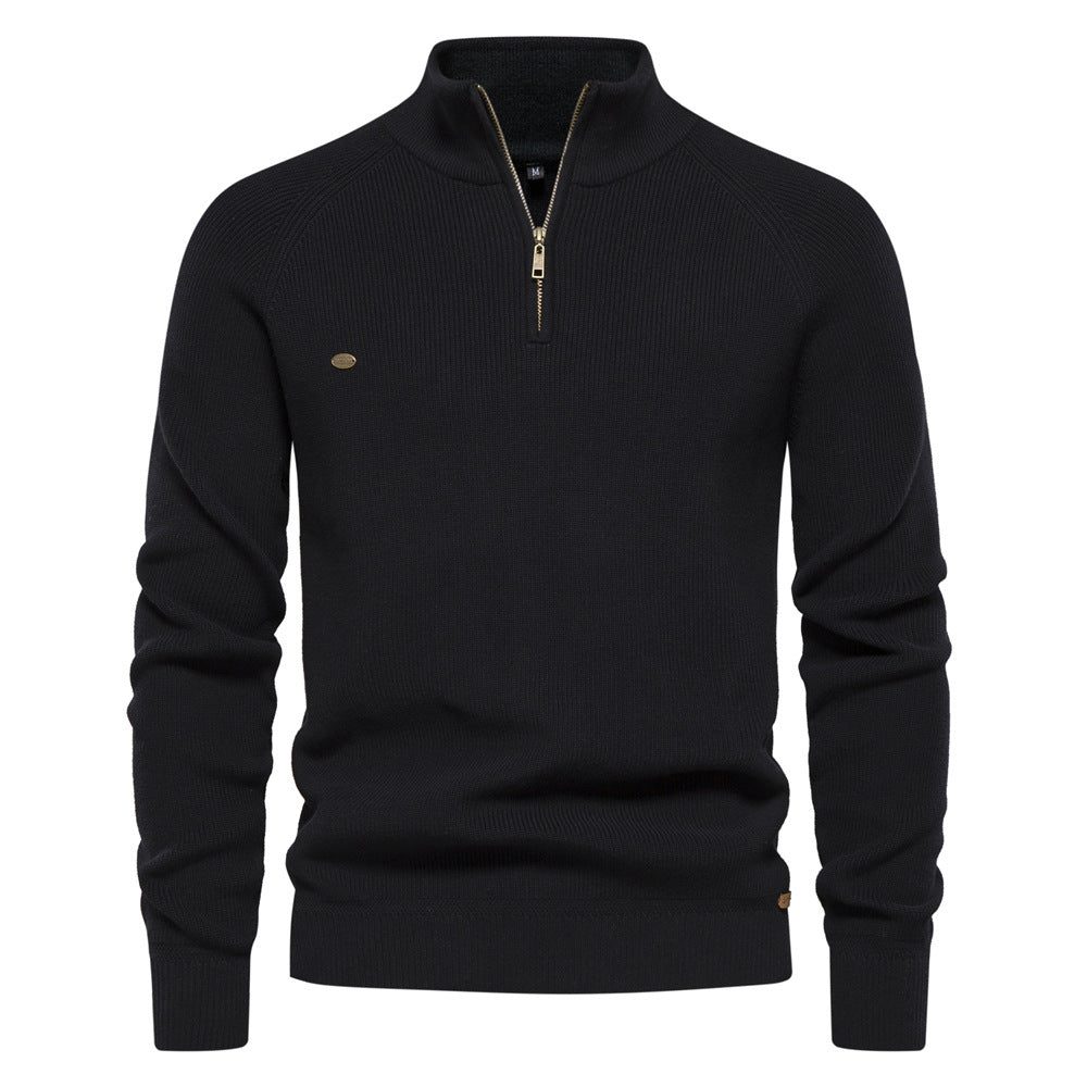 Ribbed Knit Half-Zip Sweater for Men