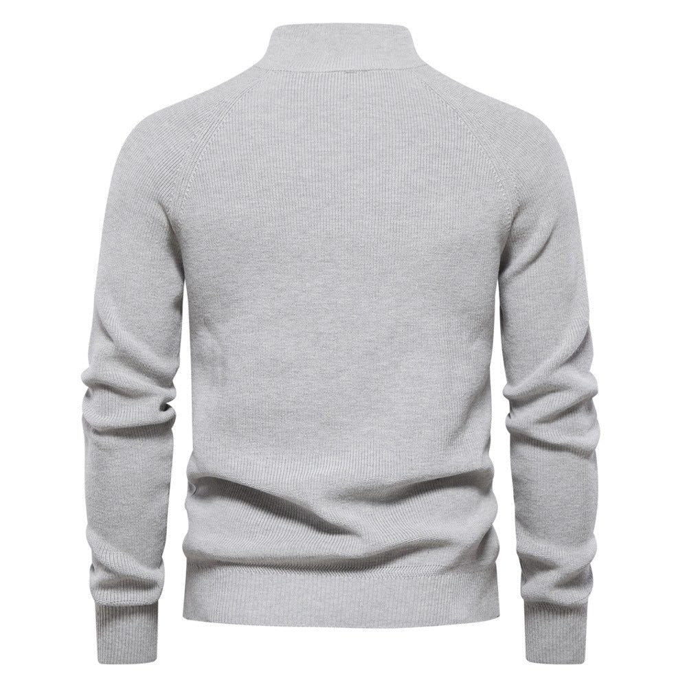 Ribbed Knit Half-Zip Sweater for Men