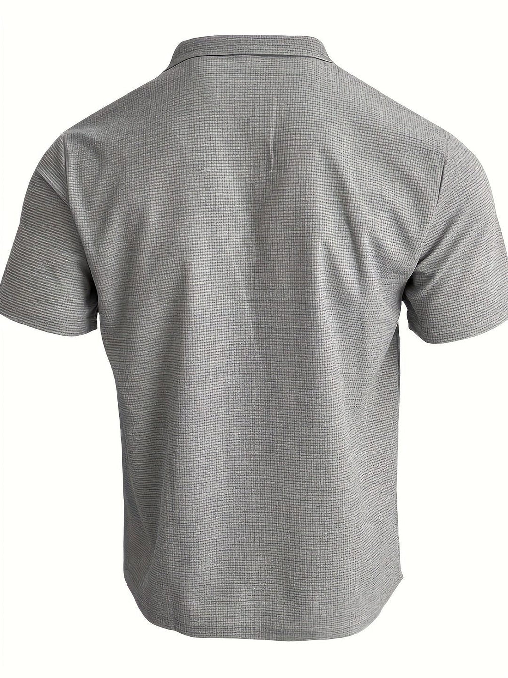 Ribbed Knit Polo Shirt with Spread Collar for Men