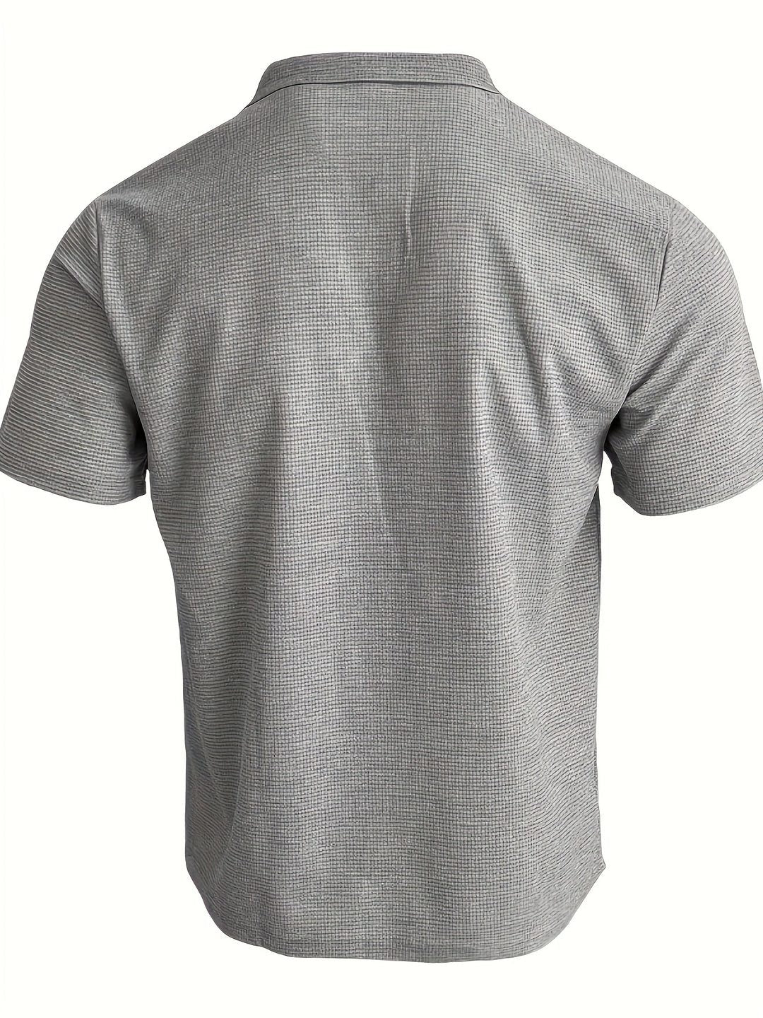 Ribbed Knit Polo Shirt with Spread Collar for Men