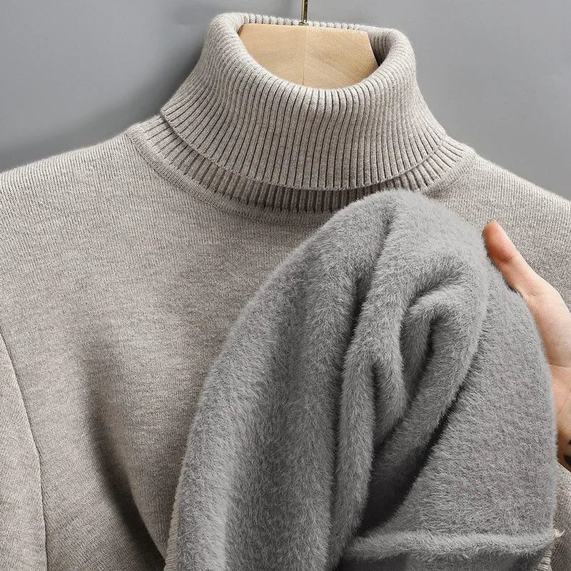 Ribbed Knit Roll Neck Sweater for Men