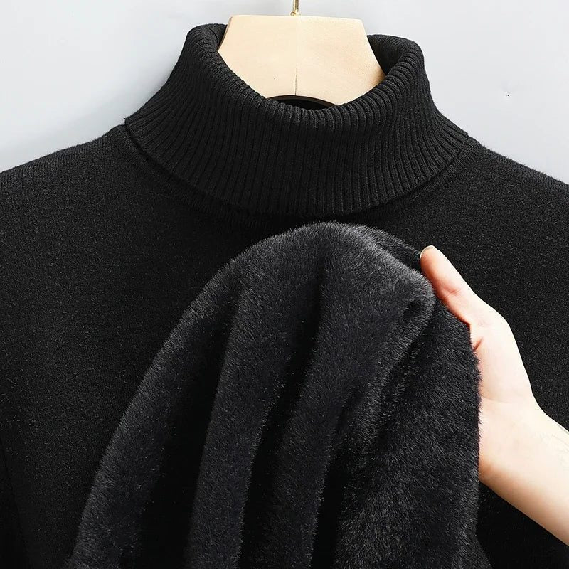Ribbed Knit Roll Neck Sweater for Men