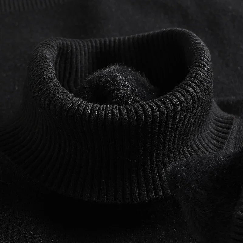 Ribbed Knit Roll Neck Sweater for Men