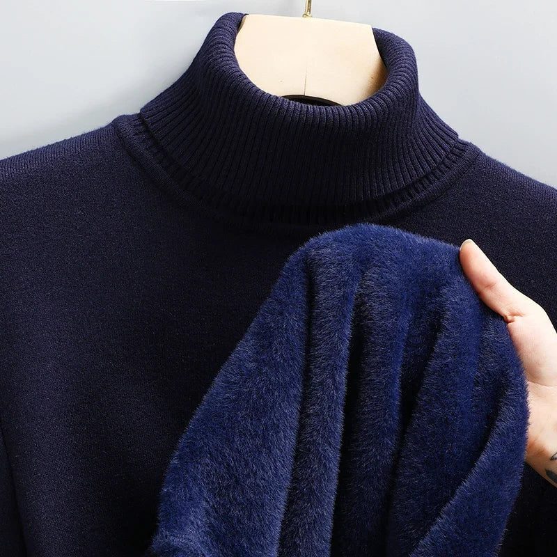 Ribbed Knit Roll Neck Sweater for Men