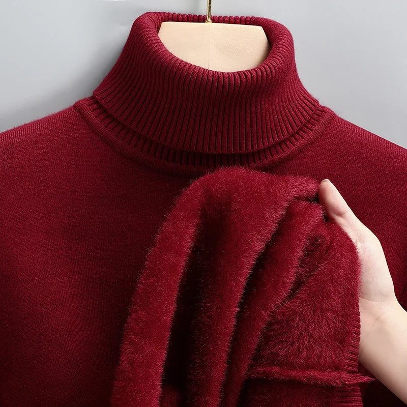 Ribbed Knit Roll Neck Sweater for Men