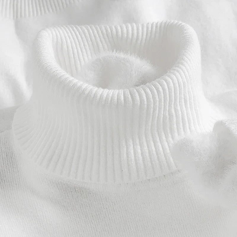 Ribbed Knit Roll Neck Sweater for Men