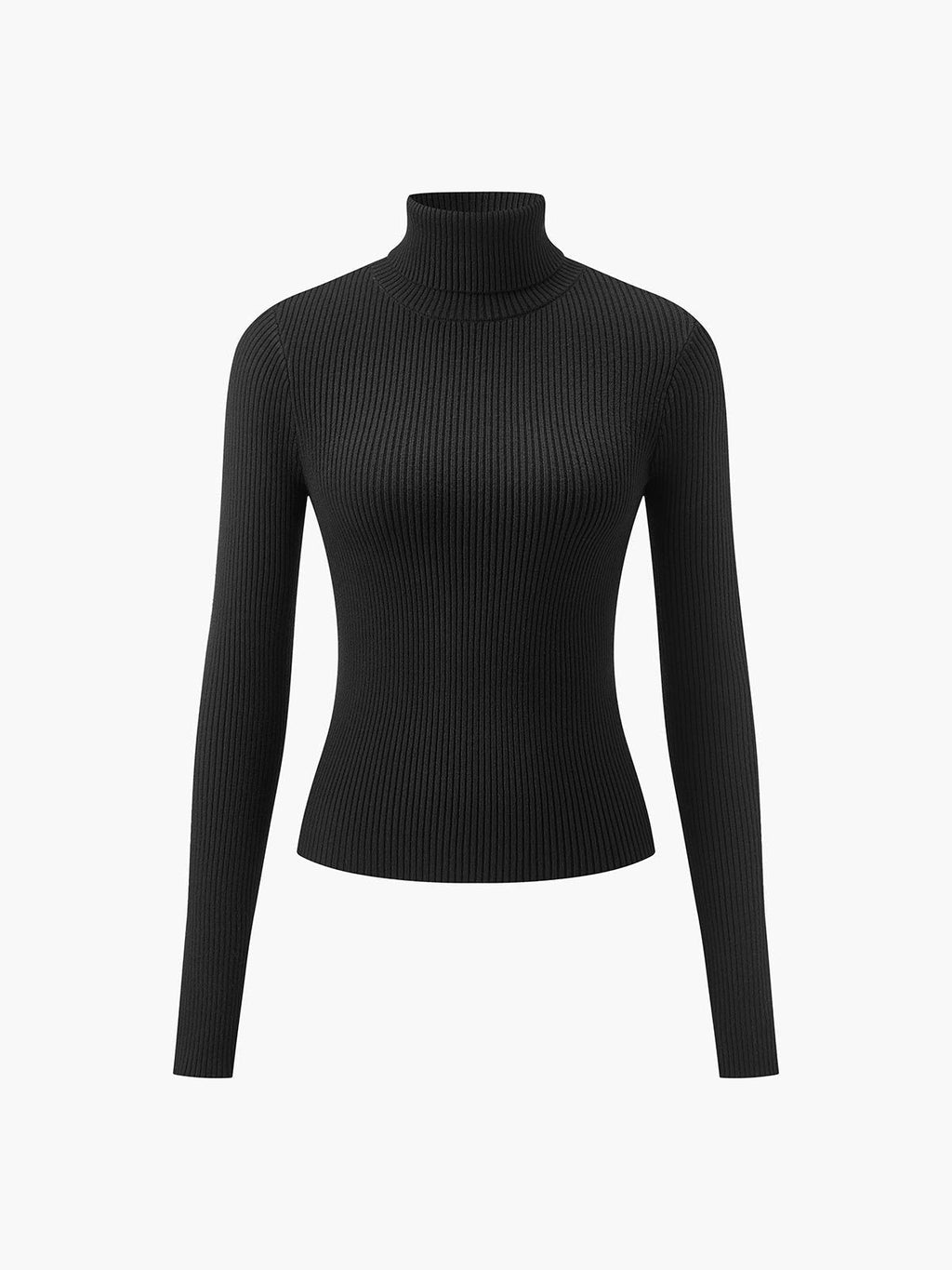 Coralie | Ribbed Knit Roll Neck Sweater with Cut-Out Sleeves for Women
