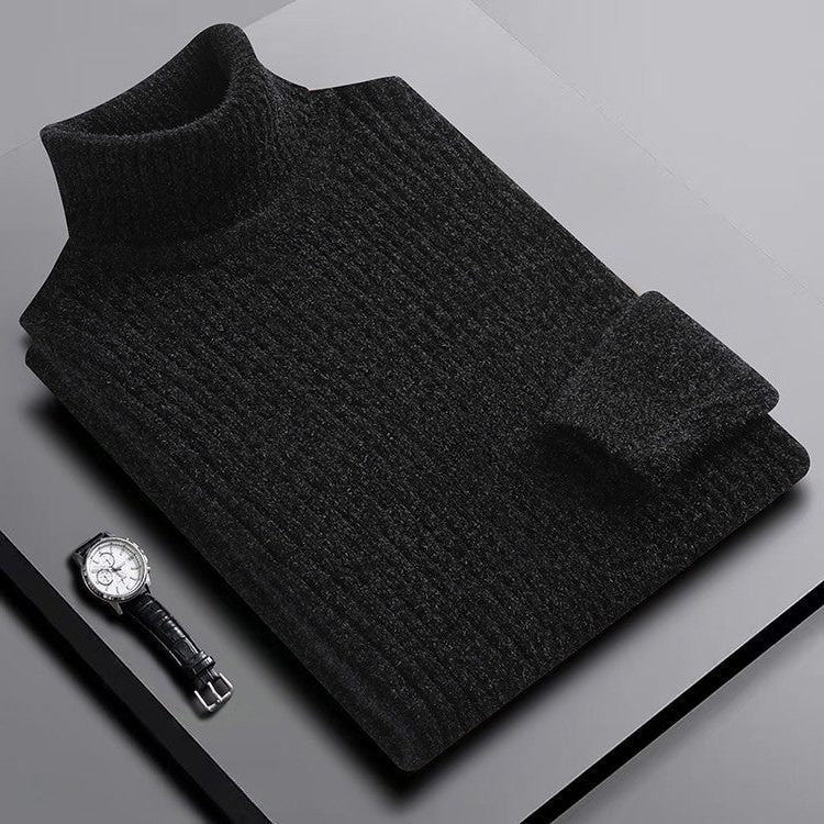 Ribbed Knit Turtleneck Sweater for Men