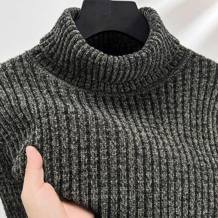 Ribbed Knit Turtleneck Sweater for Men