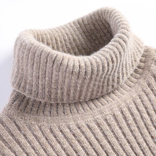 Ribbed Knit Turtleneck Sweater for Men