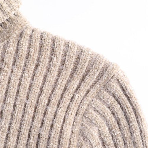 Ribbed Knit Turtleneck Sweater for Men