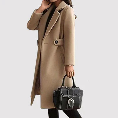 Women's Belted Double-Breasted Coat Longline Tailored