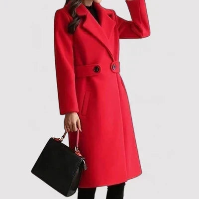 Women's Belted Double-Breasted Coat Longline Tailored