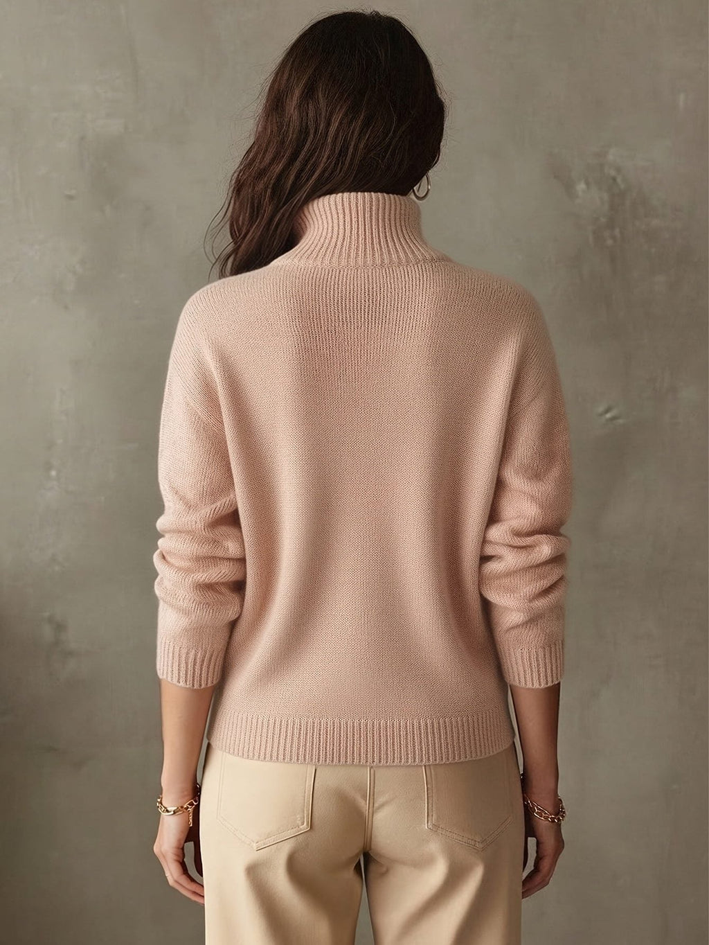 Sabella | Ribbed Knit Oversized Sweater with Stand Collar and Long Sleeves for Women