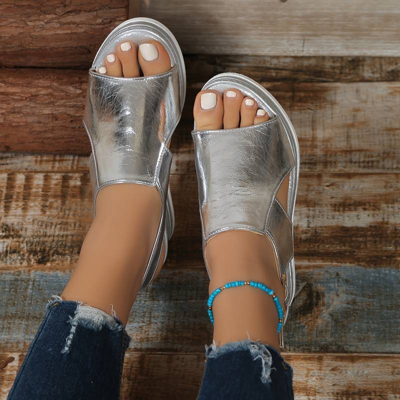 Women's Orthopedic Sandals with Contoured Sole and Star Pattern