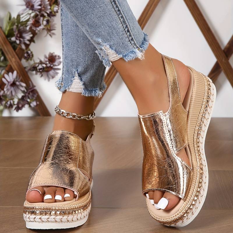 Women's Orthopedic Sandals with Contoured Sole and Star Pattern