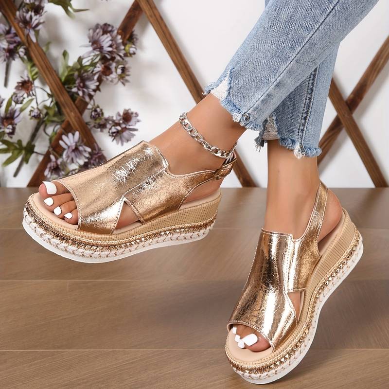 Women's Orthopedic Sandals with Contoured Sole and Star Pattern