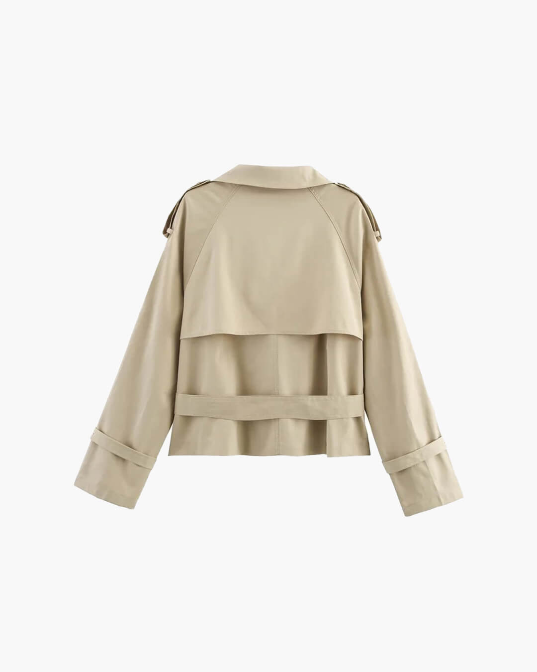 Women's Cropped Trench Coat with Double-Breasted Front