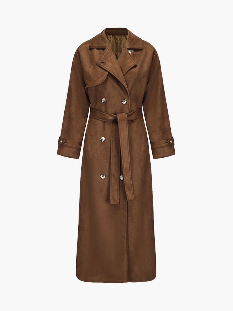 Women's Double-Breasted Trench Coat with Belt