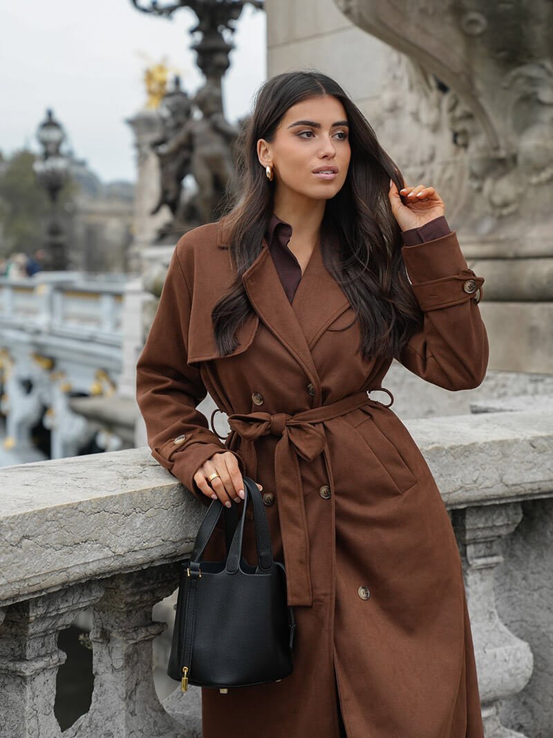 Women's Double-Breasted Trench Coat with Belt