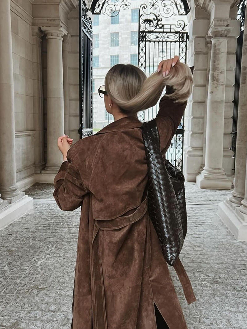 Women's Double-Breasted Trench Coat with Belt