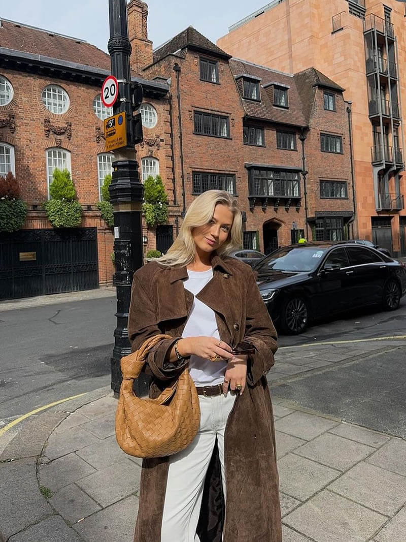 Women's Double-Breasted Trench Coat with Belt