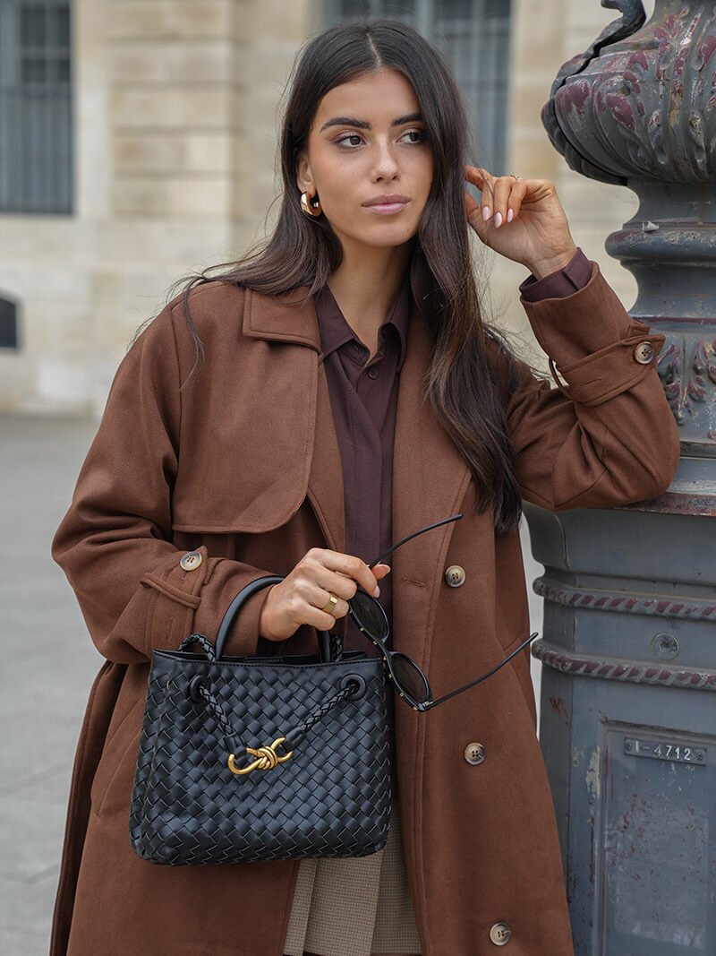 Women's Double-Breasted Trench Coat with Belt
