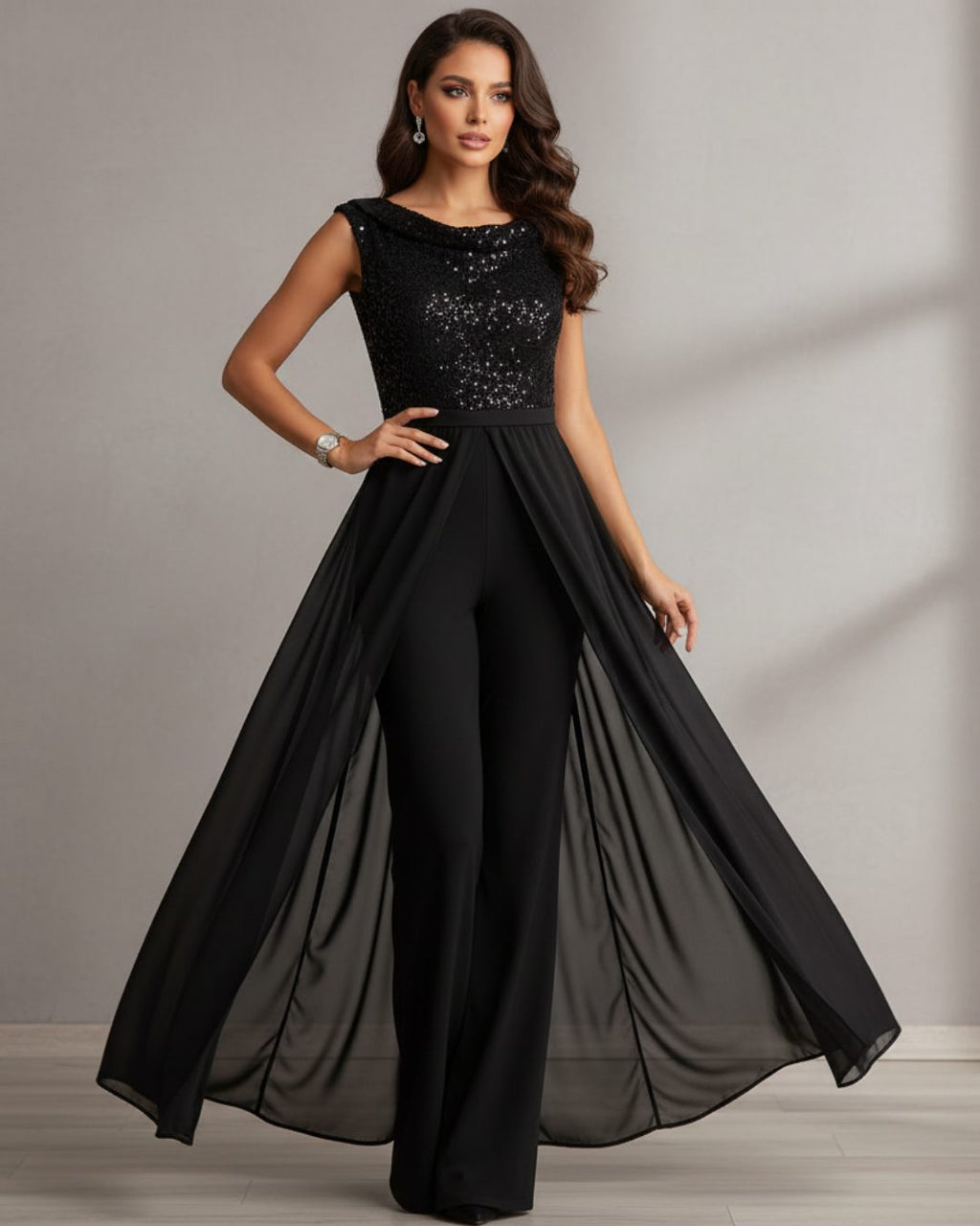 Sandra | Sequin Sleeveless Wide Leg Jumpsuit for Women