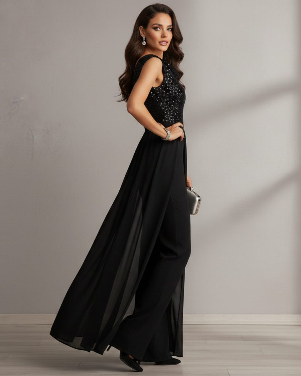 Sandra | Sequin Sleeveless Wide Leg Jumpsuit for Women