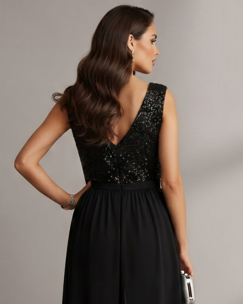 Sandra | Sequin Sleeveless Wide Leg Jumpsuit for Women
