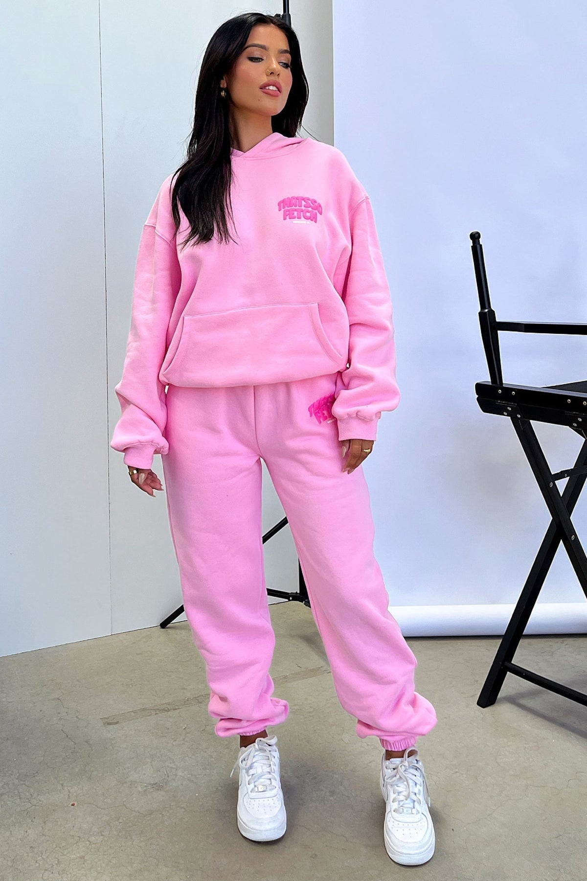 Women's Pink Cropped Hoodie, Long Sleeves, Front Pocket